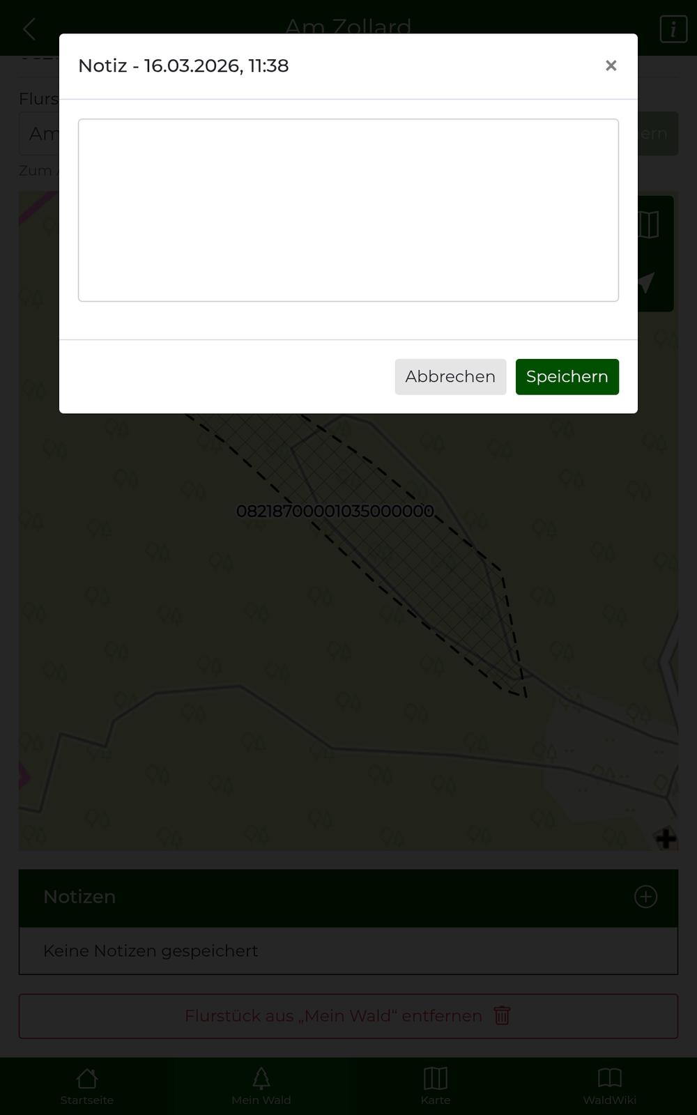 Notizfeld ohne Tastatur