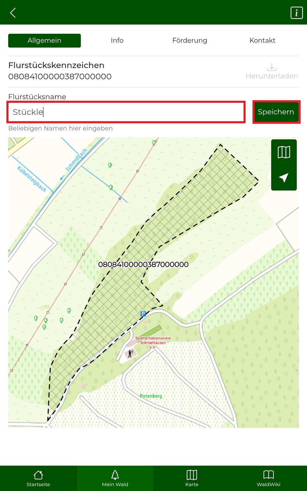 Individuelle Vergabe Flurstücksname