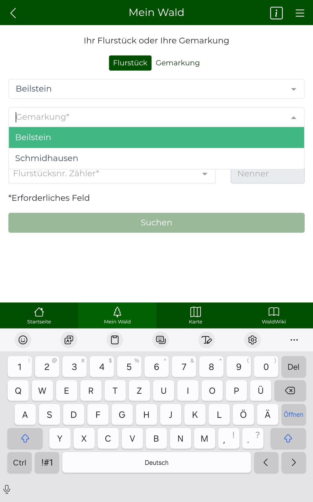 Suchfeld Gemarkung