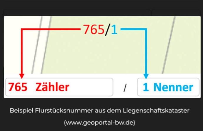 Erläuterung Zähler und Nenner des Flurstückkennzeichens