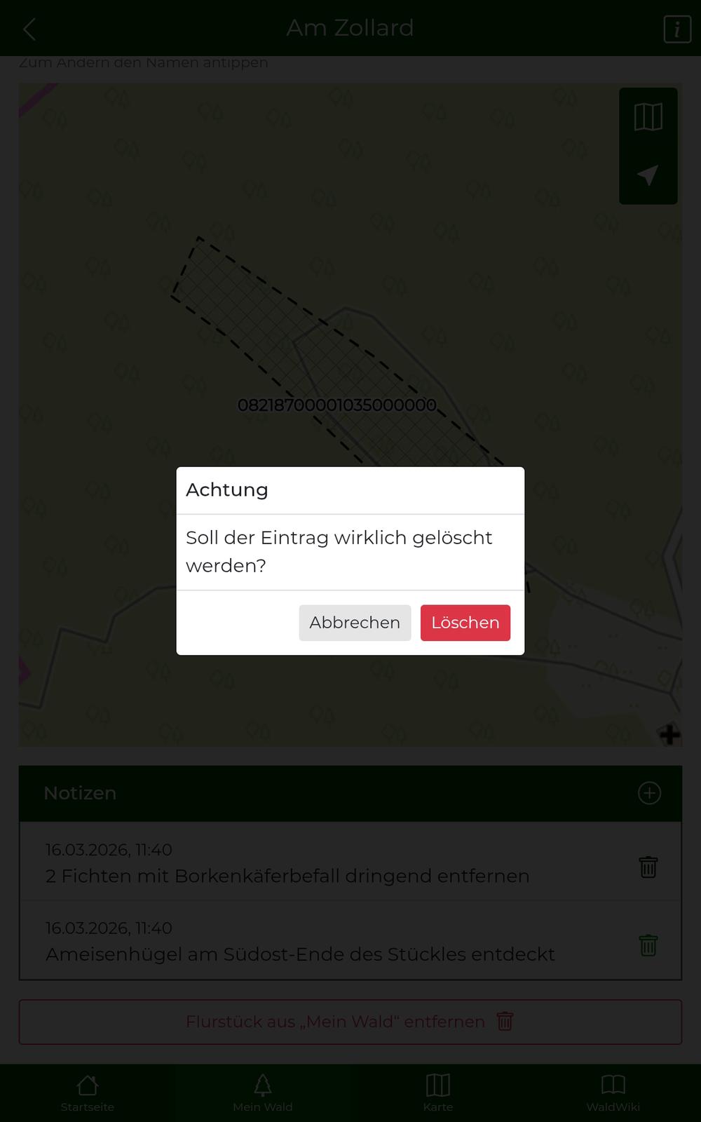 Notiz löschen