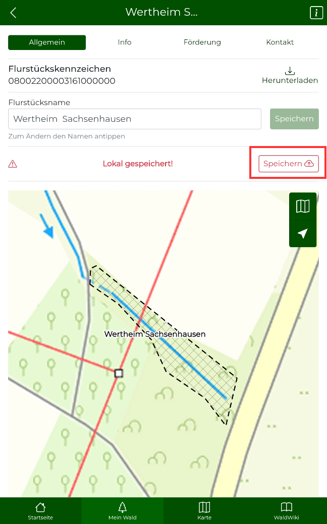 Speicher-Button soll gedrückt werden