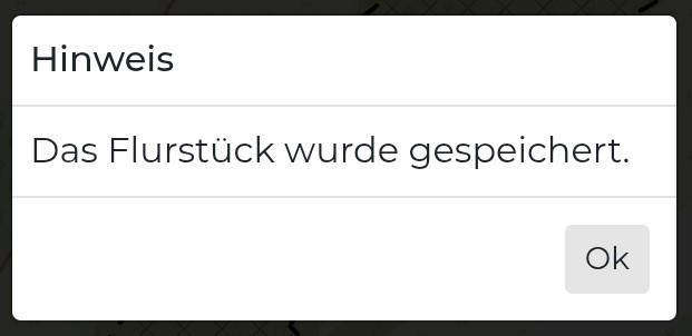 Hinweis: Flurstück wurde gespeichert.