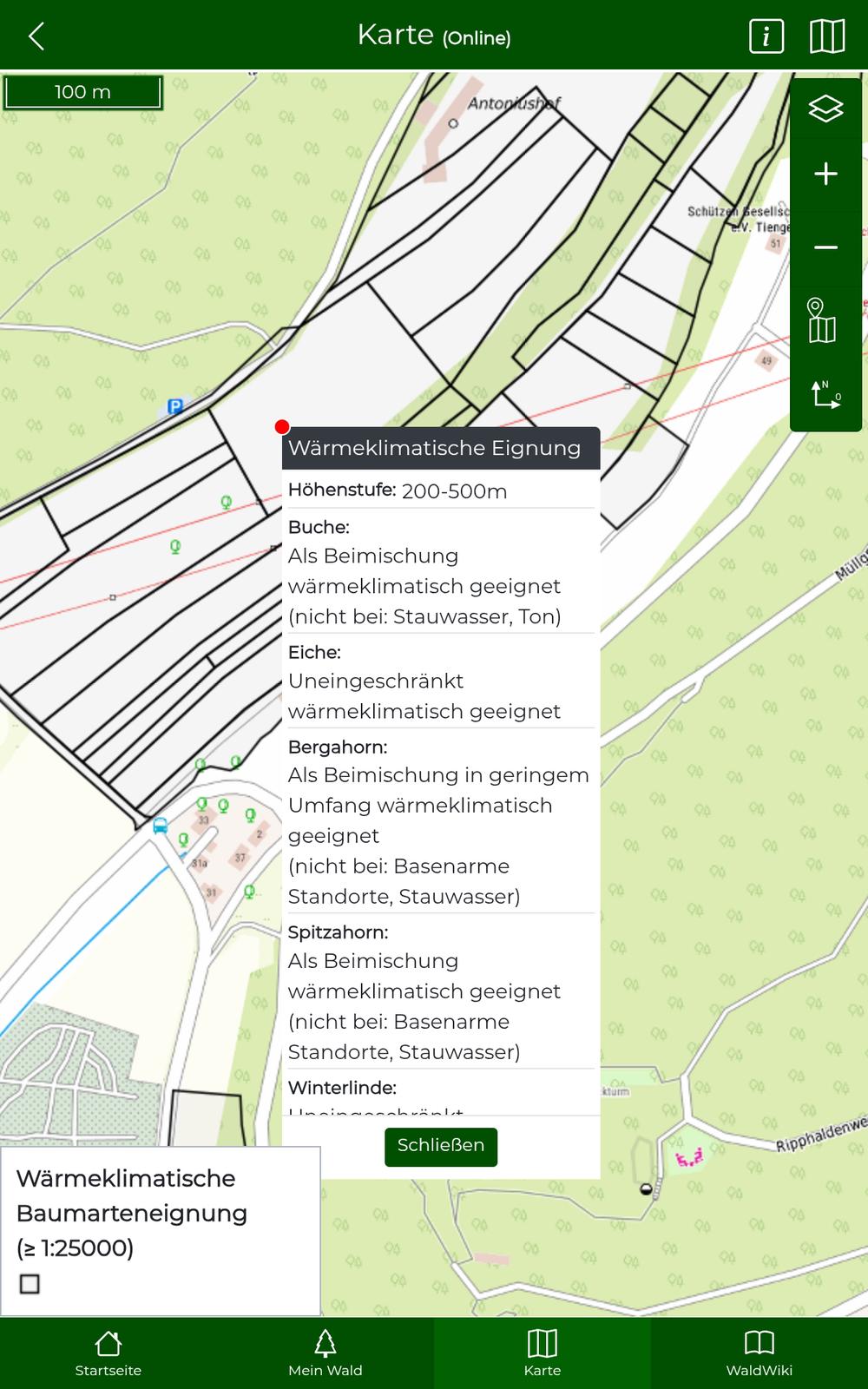 Layer Wärmeklimatische Baumarteneignung mit Infos