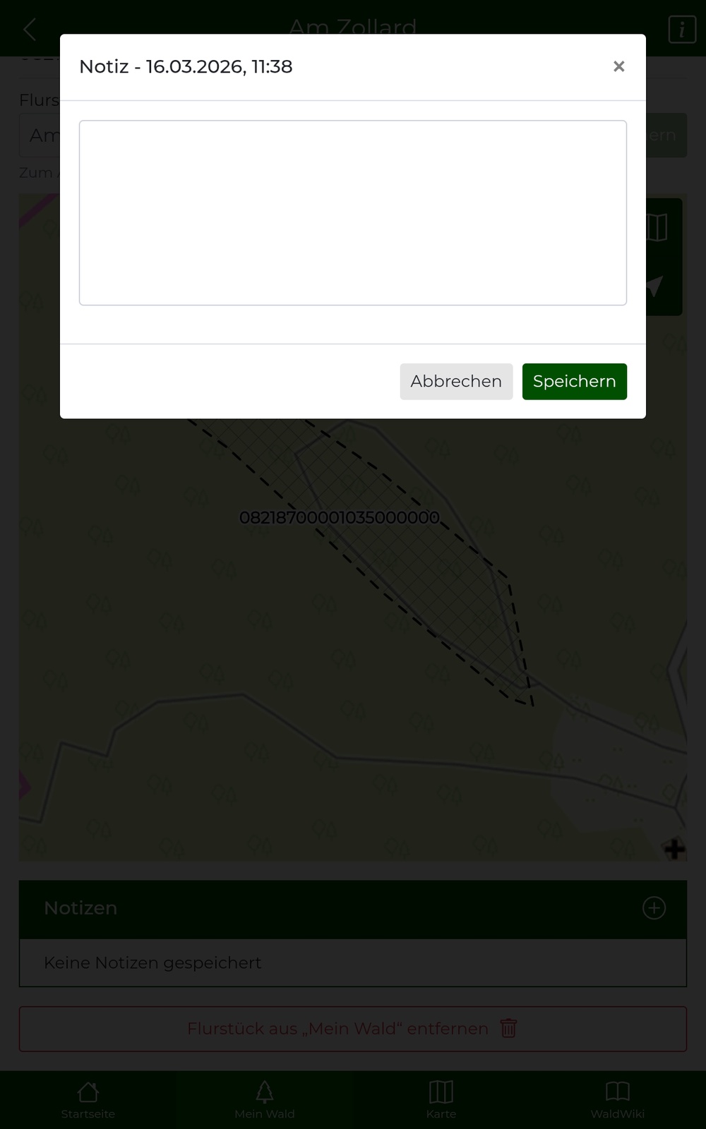 Notizfeld ohne Tastatur