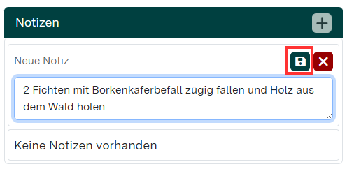 Notiz schreiben und abspeichern