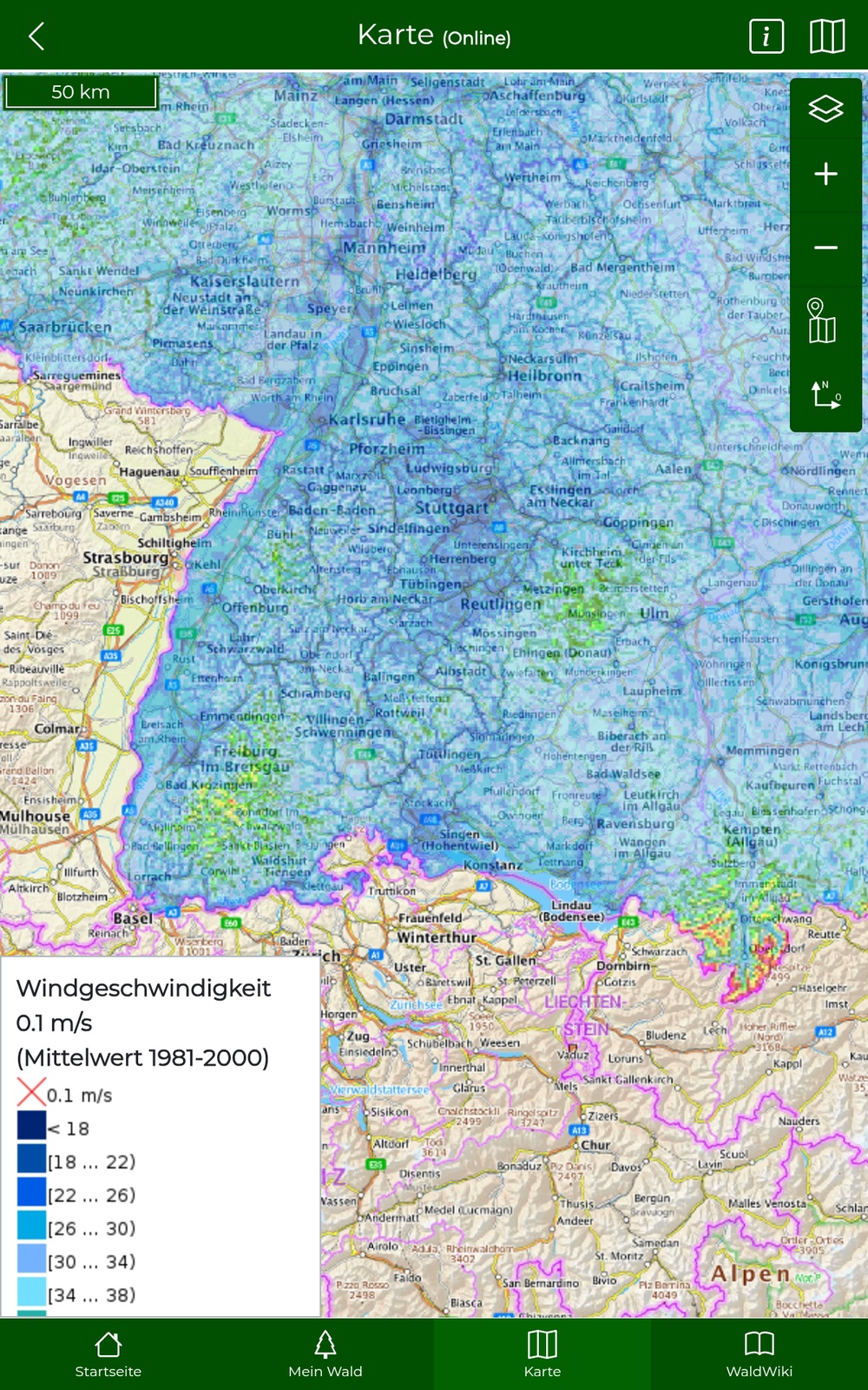 Layer Windgeschindigkeit