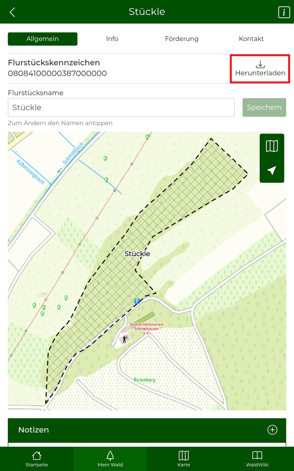 Button "Herunterladen" ist markiert