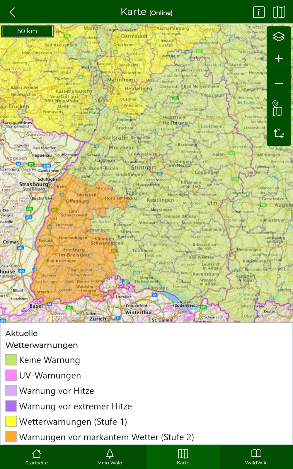 Layer Aktuelle Wetterwarnungen