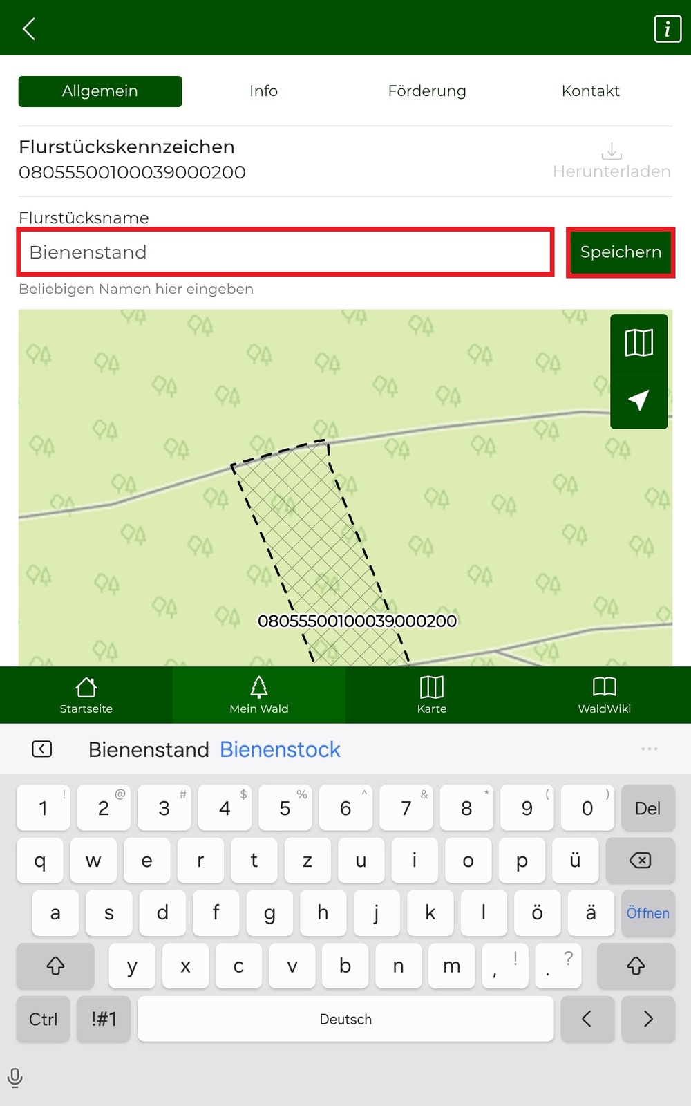Flurstücksnamen individuel vergeben