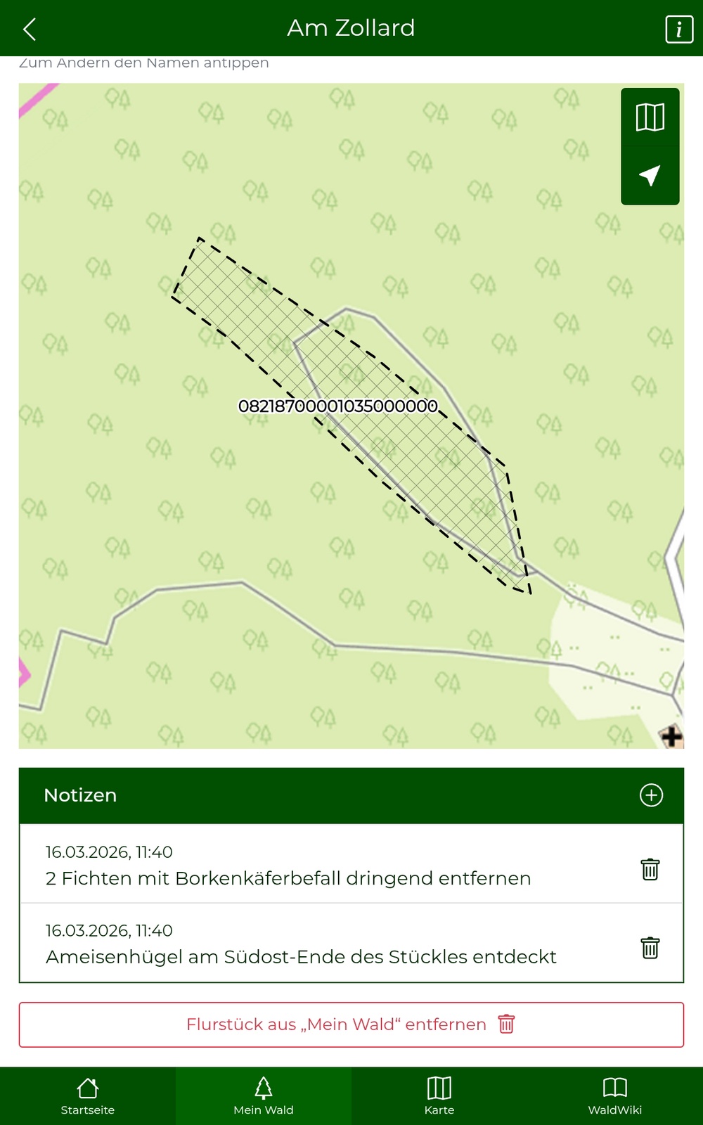 Zwei erstellte Notizen