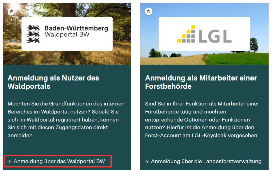 Anmeldung Waldbesitzerin/Waldbesitzer