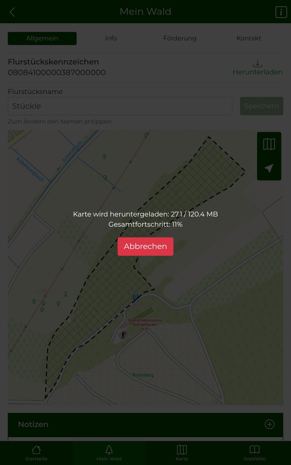 Hinweis: Flurstück wird heruntergeladen