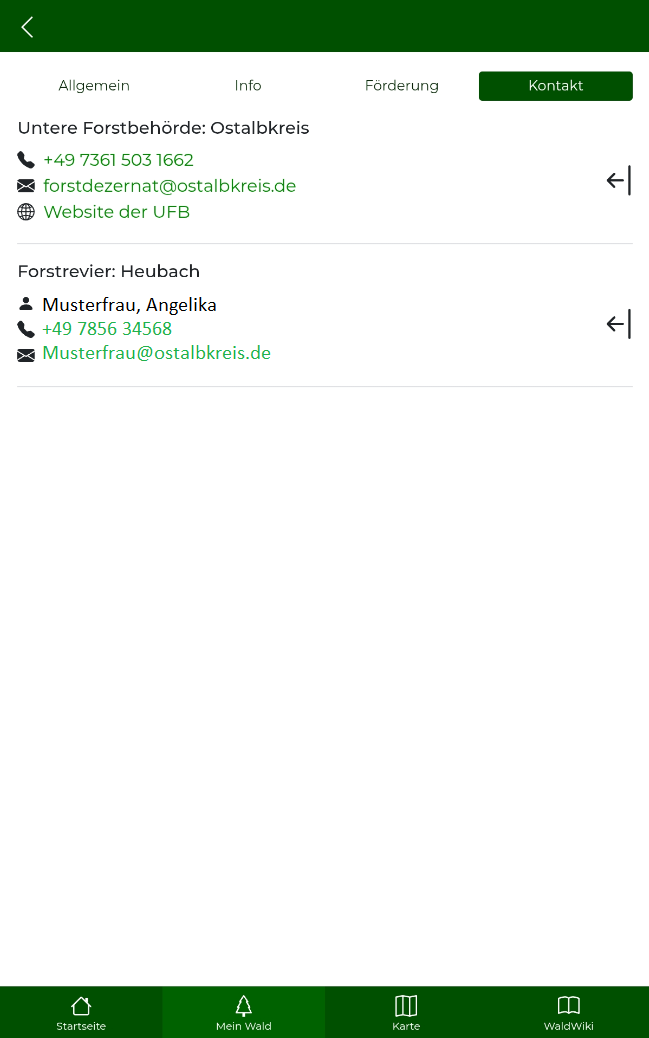 Beispielshafte Kontaktdaten