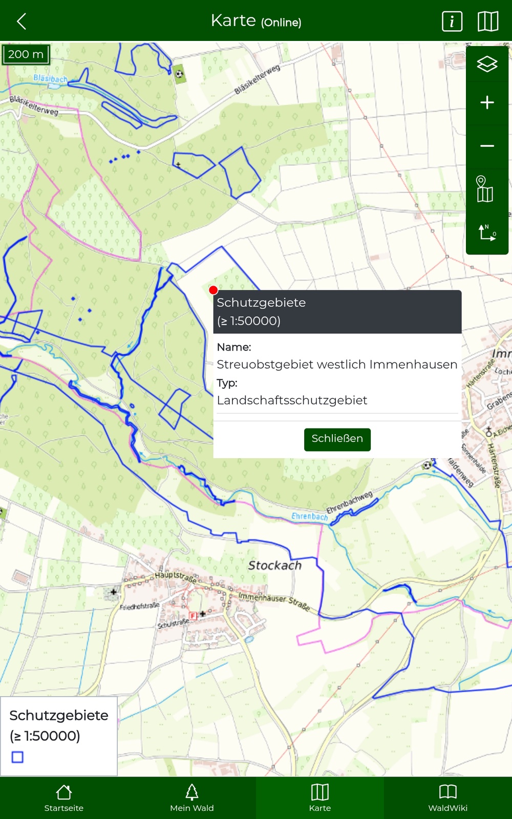 Layer Naturschutzegebiet und Landschaftsschutzgebiete mit Info