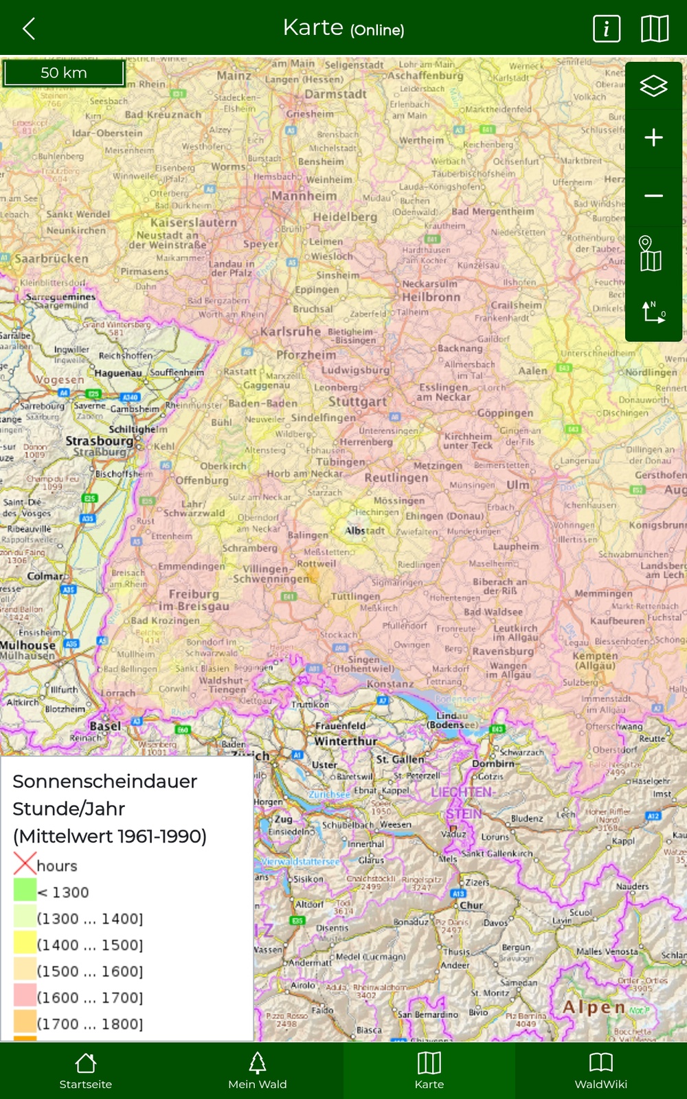 Layer Sonnenscheindauer