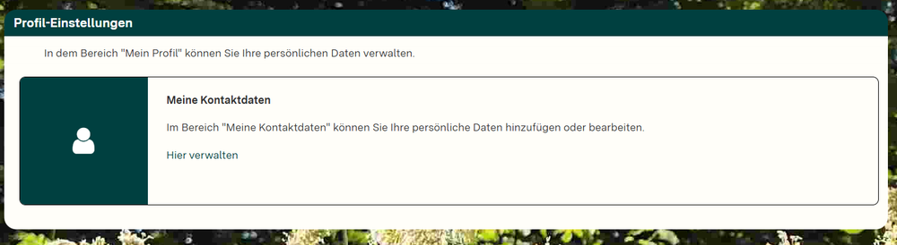Meine Kontaktdaten: Hier verwalten-Button