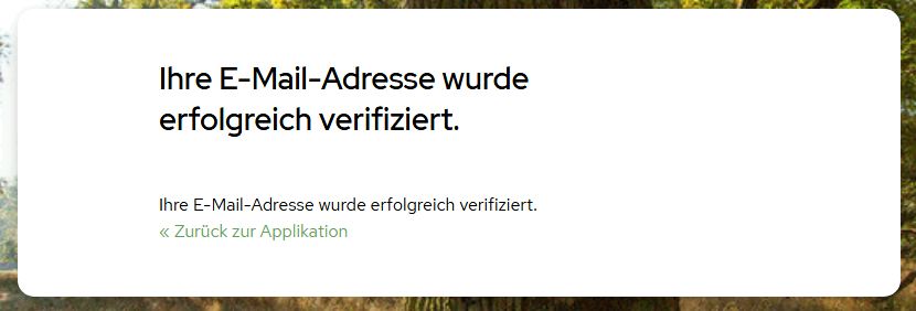 E-Mail erfolgreich verifiziert