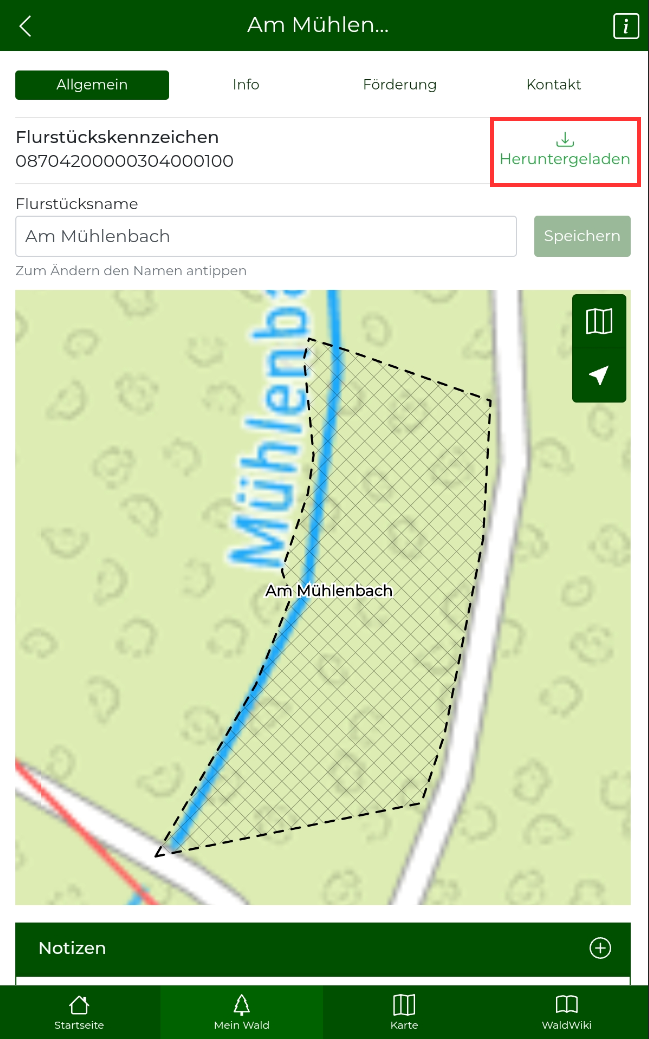 Heruntergeladen anstelle Herunterladen