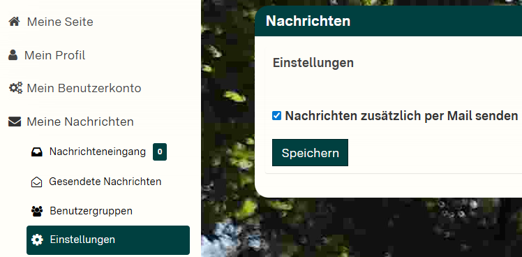 Einstellungen - Nachrichten zusätzlich per Mail senden